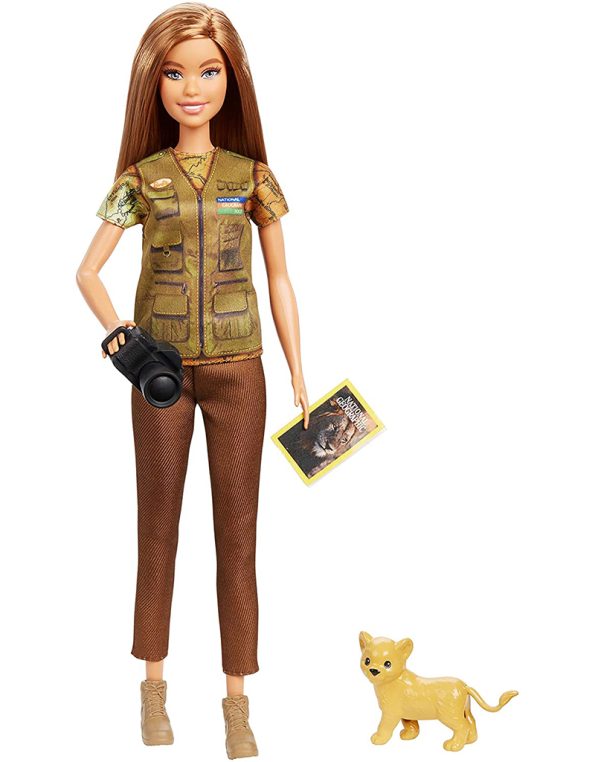 Barbie Photojournalist Doll, Brunette with Lion Cub, Camera and Magazine (8)
