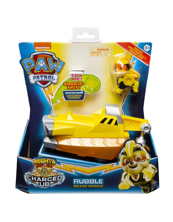 Paw Patrol, Mighty Pups Charged Up Rubble’s Deluxe Vehicle with Lights and Sounds (1)