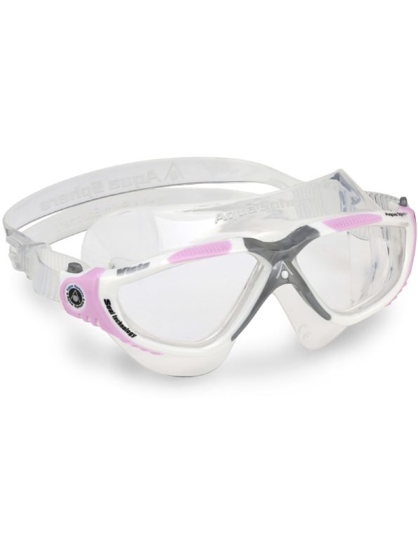 Aqua Sphere Vista Ladies Swim Goggle WhitePink Clear Lens (5)